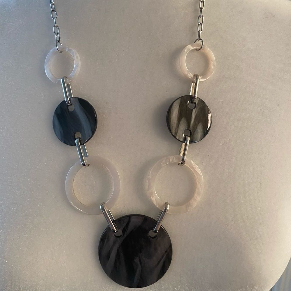 4/$20 Black, Gray & White Statement Necklace
